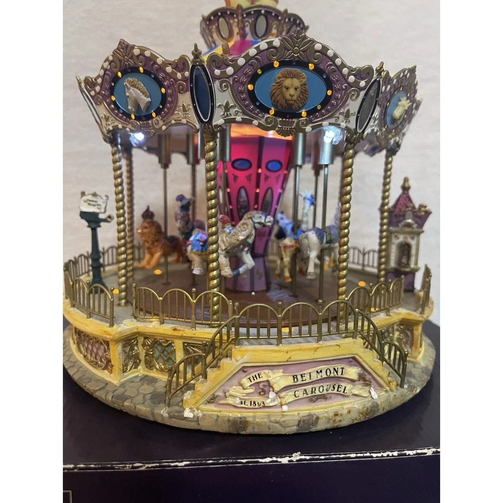 Lemax Carole Towne Animated Belmont Carousel Lighted With Sound.  *See Details*